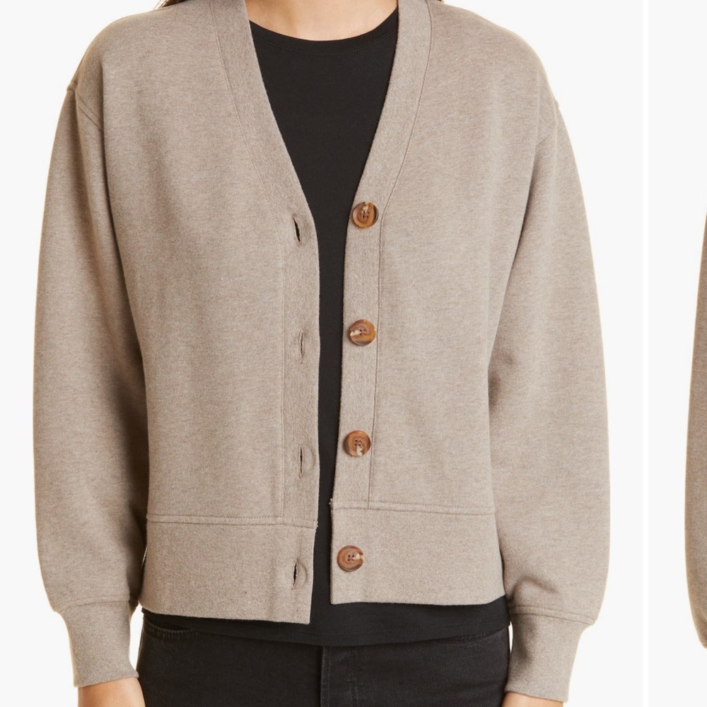 Rails Cotton Fleece Cardigan Medium Latte Heather